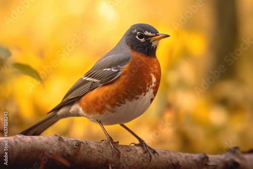 Solitary American Robin in its Natural Haven