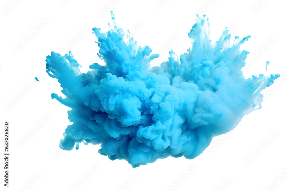 Blue powder splash isolated on transparent background Blue powder splash isolated on transparent background