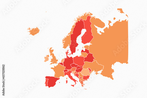 Colorful Europe Divided Map Illustration