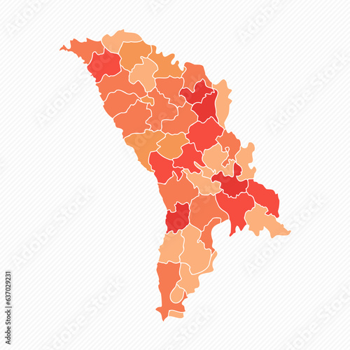 Colorful Moldova Divided Map Illustration