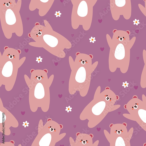 seamless pattern cartoon bears. cute animal wallpaper illustration for gift wrap paper