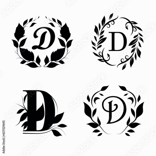 d black and white industrial royal logo for company and business editable set of 4 photo