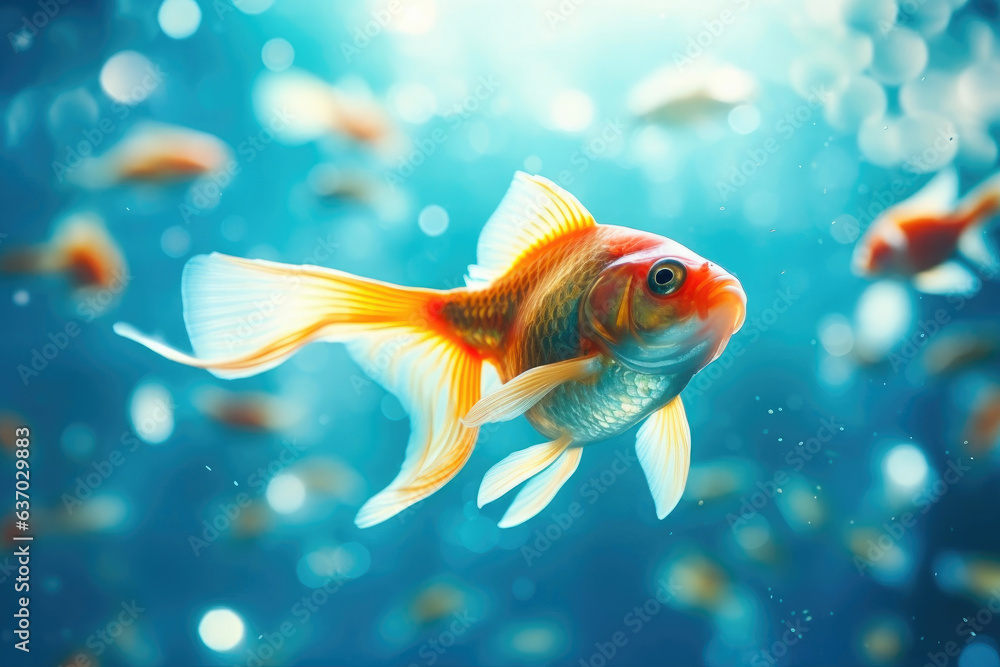 Graceful Goldfish Swimming Amidst Ocean Beauty