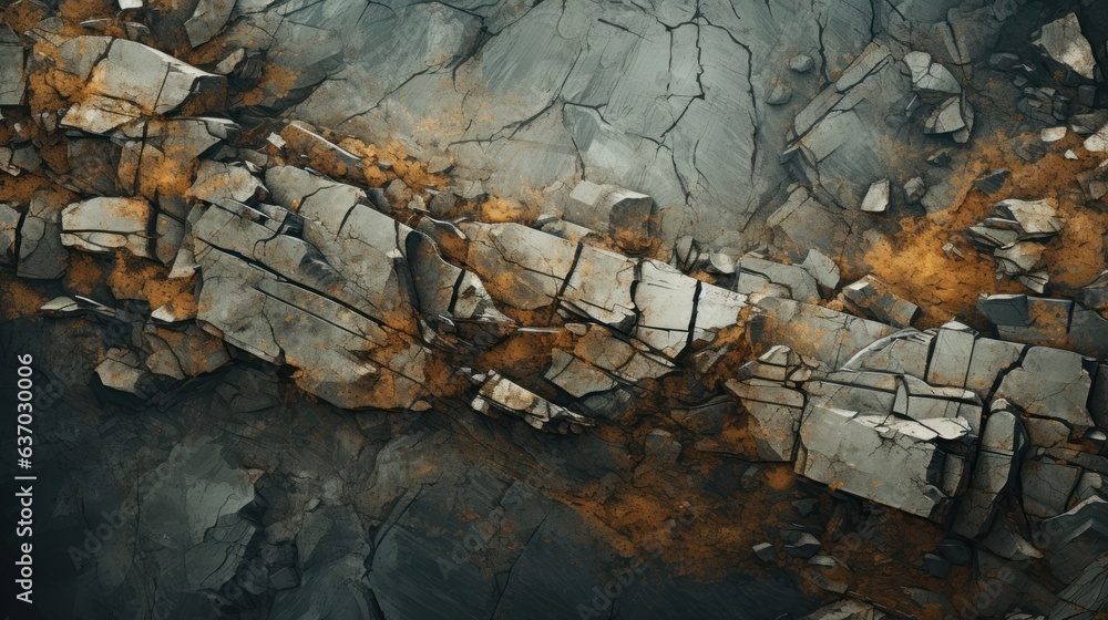 An image capturing the rough and craggy texture of a mountain cliff, with jagged edges, cracks, and a mix of earthy tones