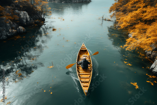 Aerial view of people going to kayaking