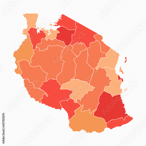 Colorful Tanzania Divided Map Illustration