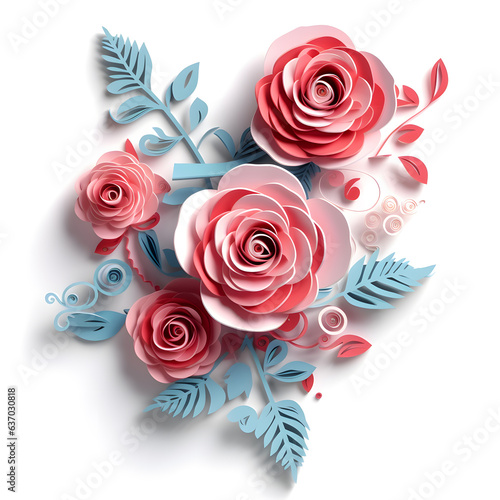 hand cut paper of Rose flowers 