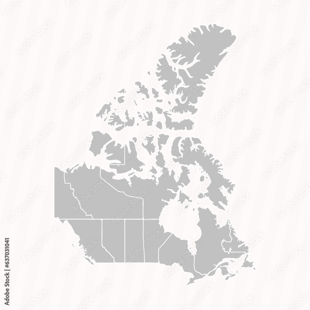 Detailed Map of Canada With States and Cities Stock Vector | Adobe Stock