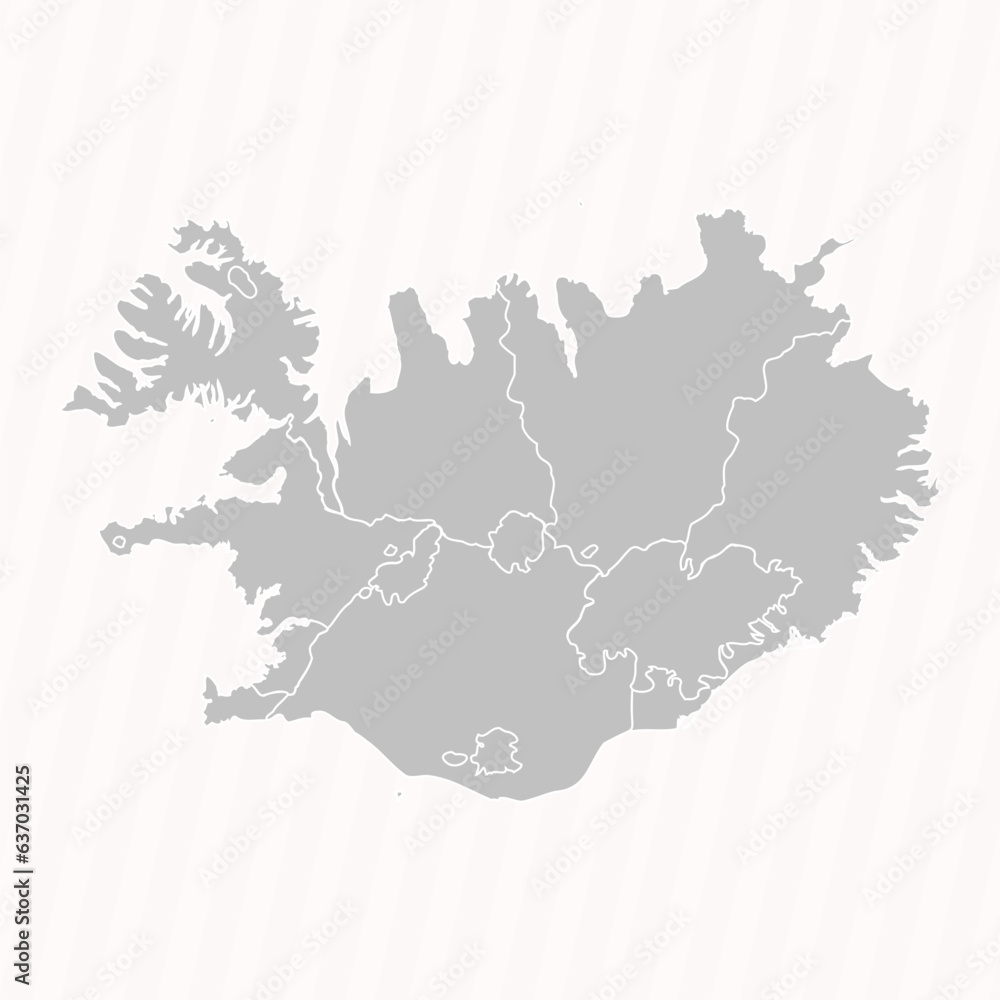 Obraz premium Detailed Map of Iceland With States and Cities