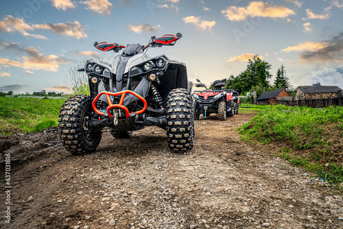 Quad ATV Offroad on green hills mountains background skin Zakopane Poland, alpes, sky, 
