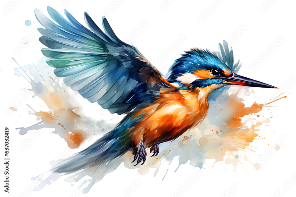 Fototapeta premium Watercolor flying bird isolated on transparent background