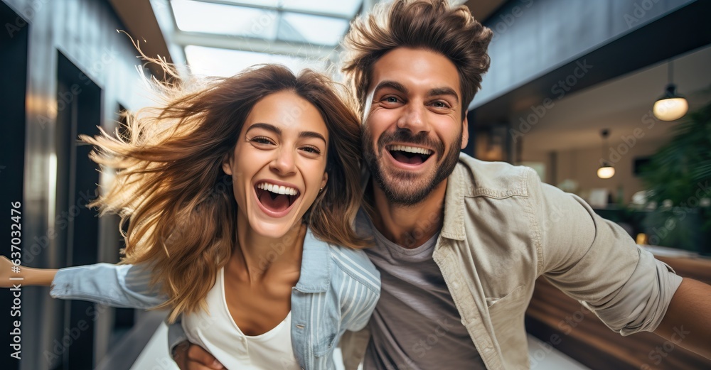 Happy couple starting a life together, generative ai Happy couple starting a life together, generative ai