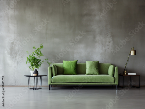 Loft style interior  sofa  concrete wall texture