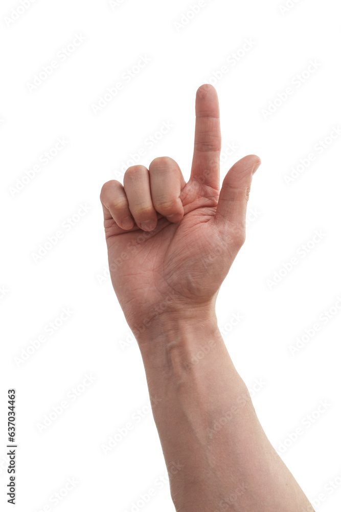 Man hand tap transparent screen isolated on white Man hand tap transparent screen isolated on white