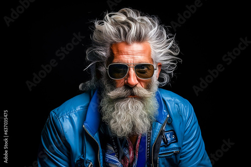 Hipster senior man 70 years old