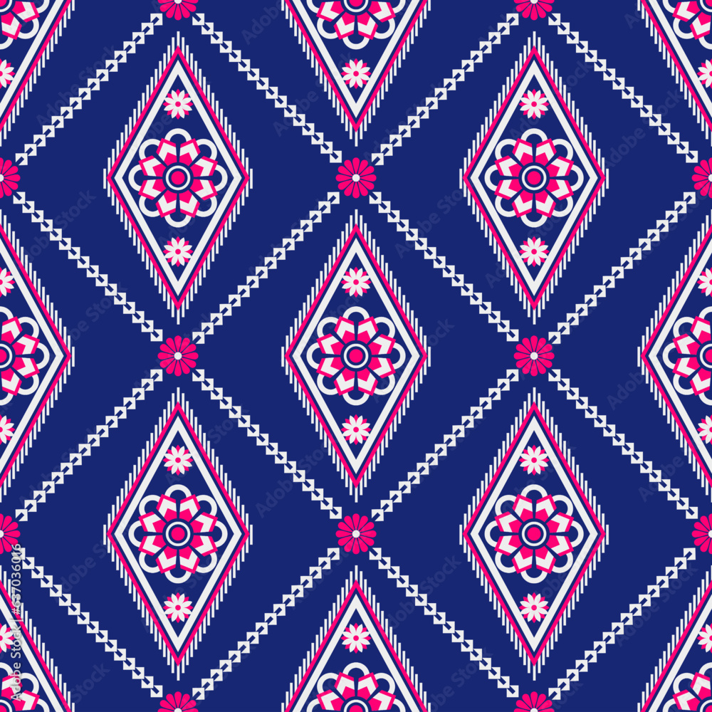 Geometric ethnic pattern seamless flower color. seamless pattern. Design for fabric,curtain,background,carpet,wallpaper,clothing,wrapping,Batik,mandalas,fabric,Vector illustration. pattern style.
