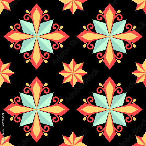 Geometric ethnic pattern seamless flower color. seamless pattern. Design for fabric,curtain,background,carpet,wallpaper,clothing,wrapping,Batik,mandalas,fabric,Vector illustration. pattern style.