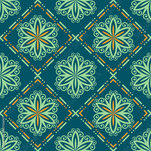 Geometric ethnic pattern seamless flower color. seamless pattern. Design for fabric,curtain,background,carpet,wallpaper,clothing,wrapping,Batik,mandalas,fabric,Vector illustration. pattern style.