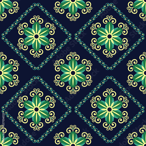 Geometric ethnic pattern seamless flower color. seamless pattern. Design for fabric,curtain,background,carpet,wallpaper,clothing,wrapping,Batik,mandalas,fabric,Vector illustration. pattern style.