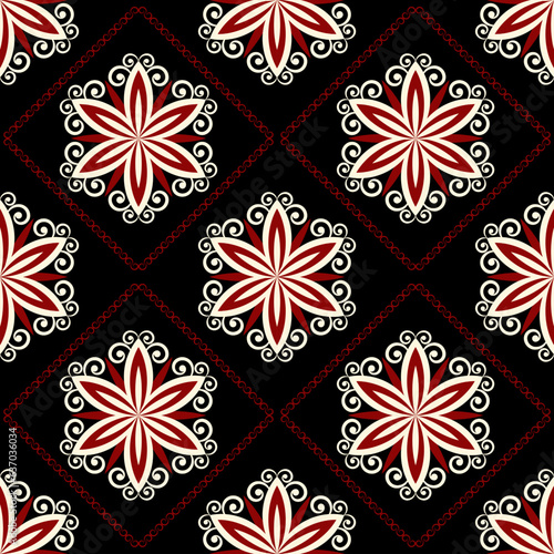 Geometric ethnic pattern seamless flower color. seamless pattern. Design for fabric,curtain,background,carpet,wallpaper,clothing,wrapping,Batik,mandalas,fabric,Vector illustration. pattern style.