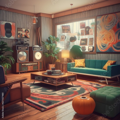 Funky retro 60s living room