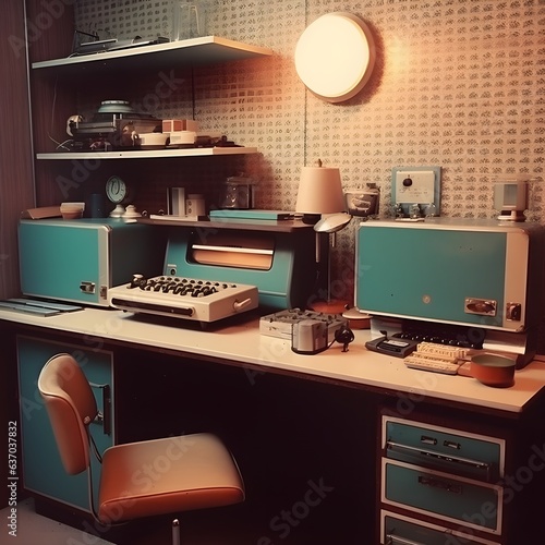 old vintage office with typing machine