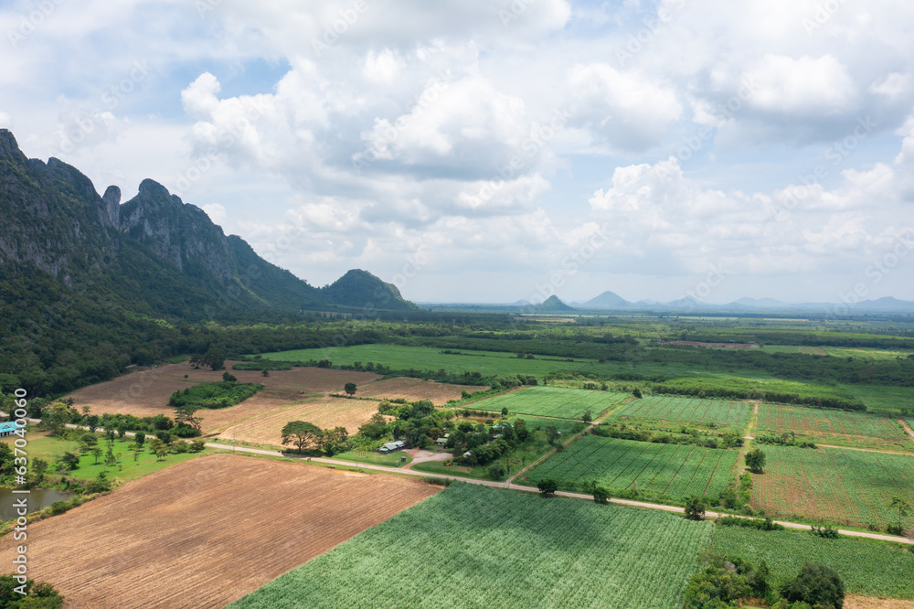 Aerial view of Khao Ta Ngok, Klong Hat District, Sa Kaeo Province, Thailand