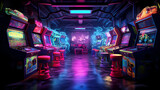 A retro arcade basement 