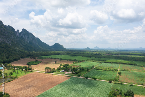 Aerial view of Khao Ta Ngok, Klong Hat District, Sa Kaeo Province, Thailand © Panwasin