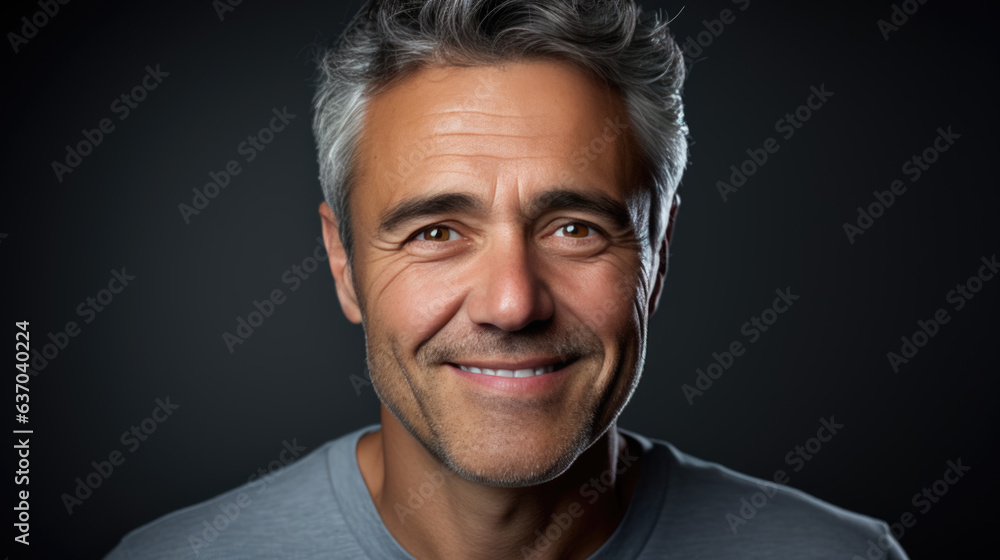 Obraz premium Middle-aged man smiles at the camera.