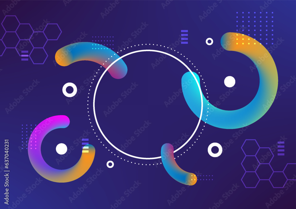 Fototapeta premium Abstract background with circle frame. Geometric shape science technology concept