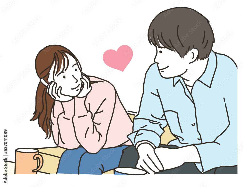 見つめ合う男女のカップル