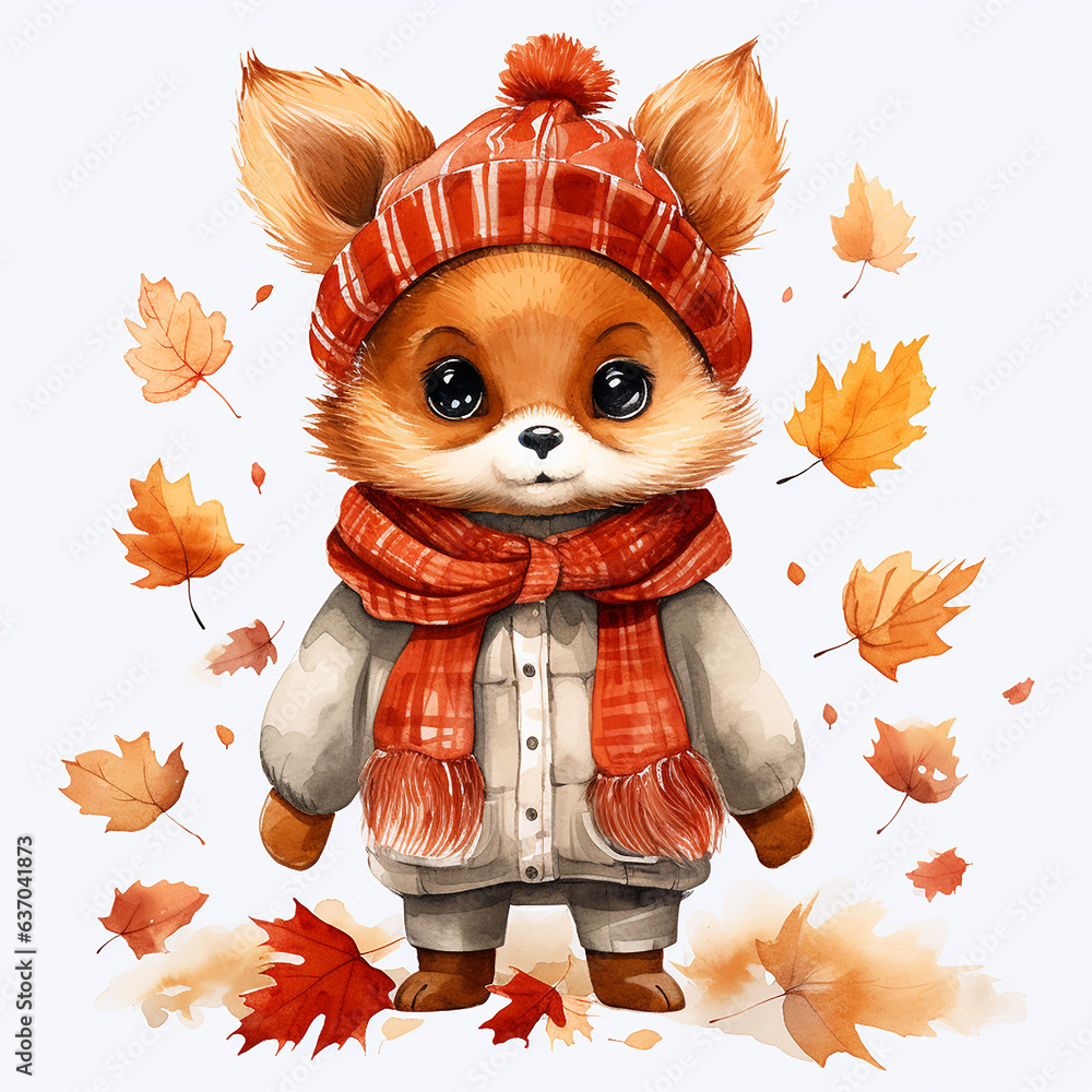 Obraz premium Illustration cartoon animal autumn wear winter coat