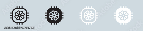 Fan cooler icon set in black and white. Ventilation signs vector illustration.