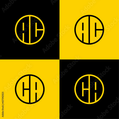 Simple AC and CA Letter Circle Logo Set, suitable for business with CA or AC initial.