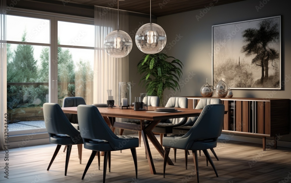 Modern dining room with furniture Modern dining room with furniture