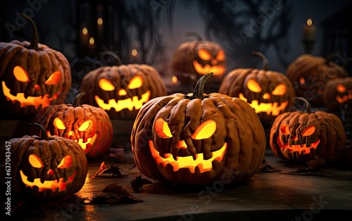 Halloween scary jack-o-lantern pumpkins © AZ Studio