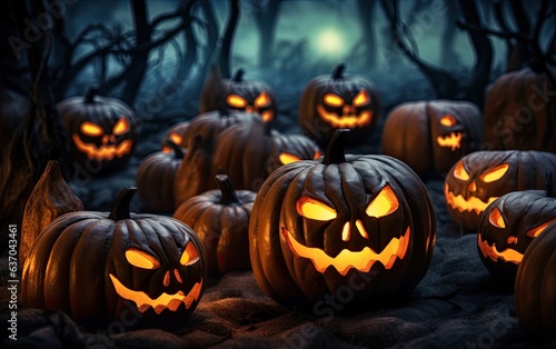 Halloween scary jack-o-lantern pumpkins