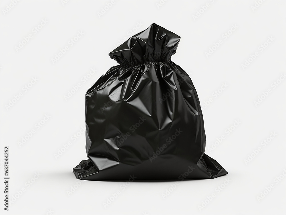 black garbage bag isolated on transparent or white background