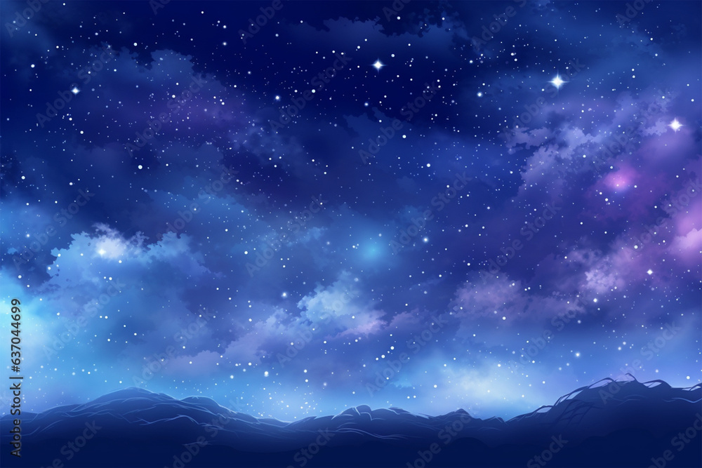 Night sky background with nebula and stars anime style