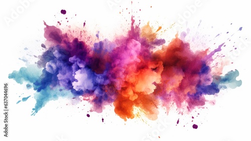 Freeze colored powder explosions isolated on white background