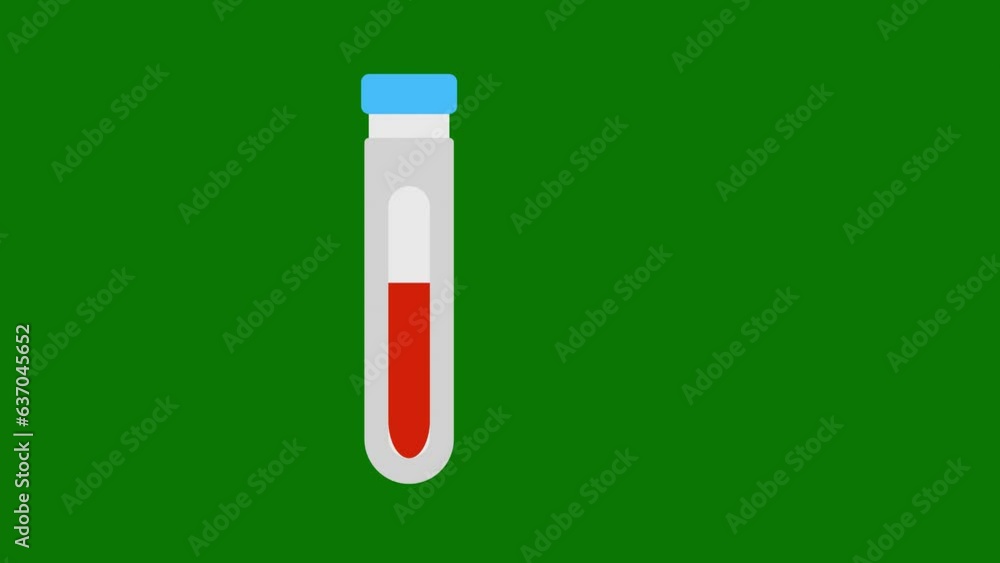 Cartoon blood tube animation on green screen. Blood tube icon animation with key color. Color key Cartoon blood tube animation on green screen. Blood tube icon animation with key color. Color key