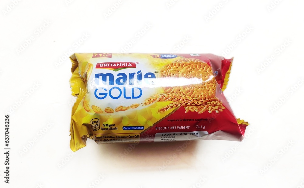 Guwahati, Assam, India August 19, 2023 Britannia Marie Gold