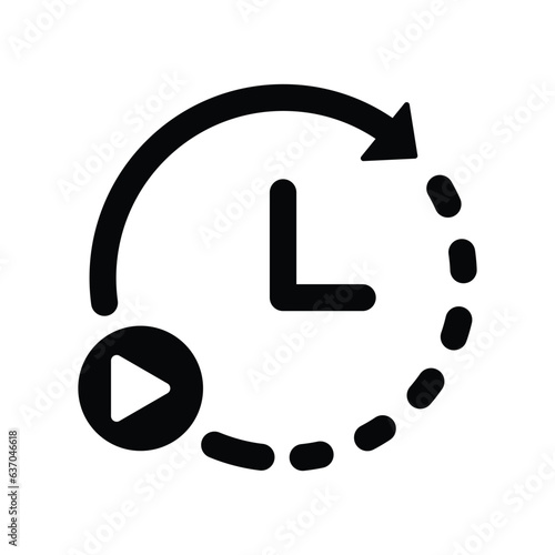 Start time icon. Clock logo design. play time icon design. wacth design vector.