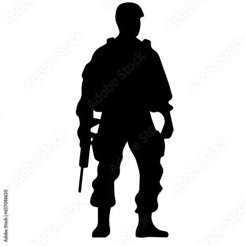 A troop of soldier silhouette vector, a simply designed military man in black and white
