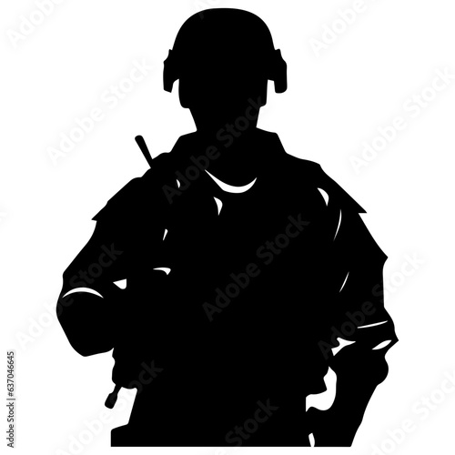 A troop of soldier silhouette vector, a simply designed military man in black and white