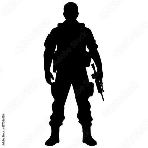 A troop of soldier silhouette vector, a simply designed military man in black and white © DLC Studio