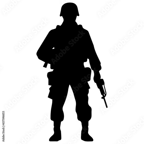 A troop of soldier silhouette vector, a simply designed military man in black and white