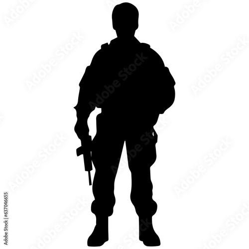 A troop of soldier silhouette vector, a simply designed military man in black and white