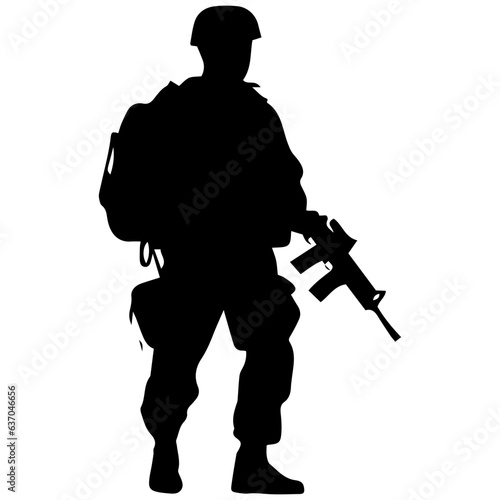 A troop of soldier silhouette vector, a simply designed military man in black and white